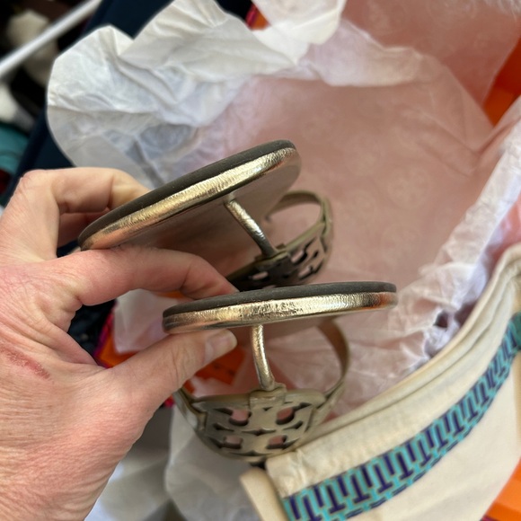 Tory Burch Gold Miller Sandals 9 - Picture 8 of 9